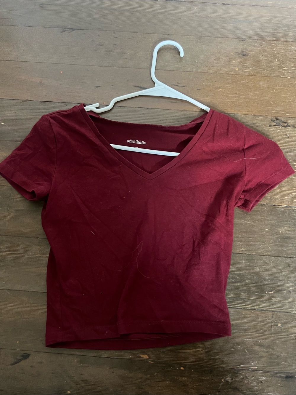 wild fable Burgundy V-Neck Crop Top